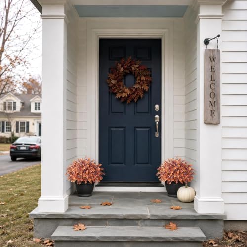 artificial fall boxwood topiary ball tree for front, front angle view