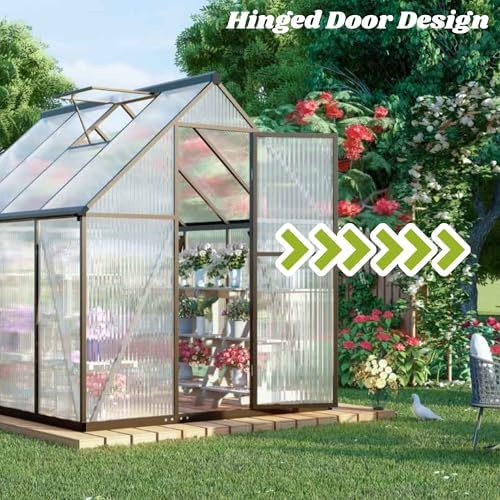 6x4ft outdoor greenhouse with roof vent, charcoal black on a desk or shelf