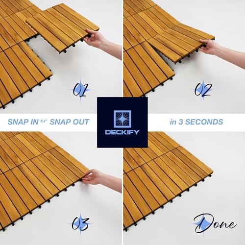 acacia interlocking deck tiles outdoor waterproof, golden teak, view 10