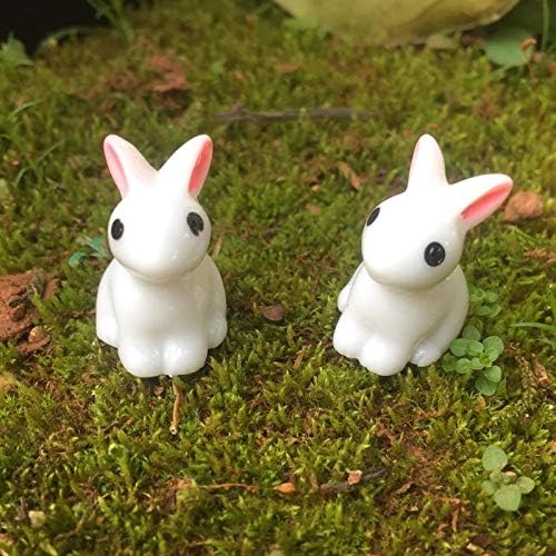 Exasinine 50 Pcs Mini Rabbit Figurines, White Easter Bunny Decor | 50 Mini Resin Rabbits, Easter Egg Fillers, Fairy Garden Ornaments, Dollhouse Cake Decor, Miniature Animal Figures
