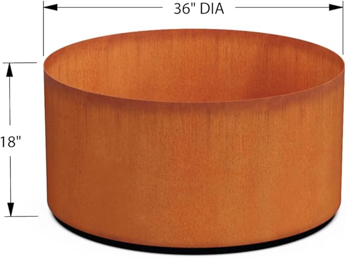 Plantercraft Large Round Planters for Outdoor Plants - 36x18 Inch Corten Steel Planter, Extra Large Outdoor Planter for Garden, Patio, and Landscape Design