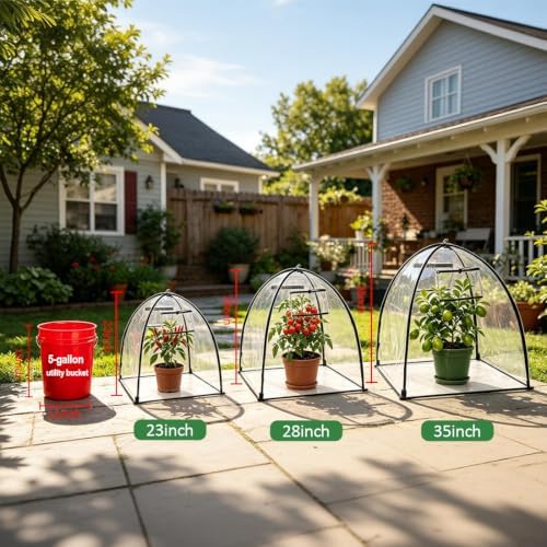 clear plant covers freeze protection, 2-pack cloches & showing dimensions