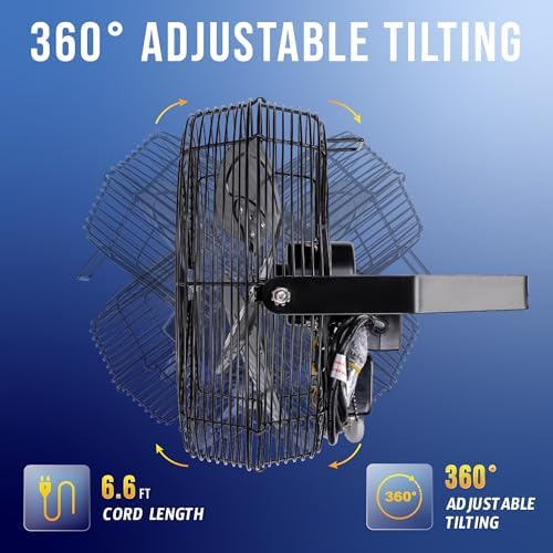 tornado 12 inch outdoor water-resistant metal industrial wall, side view
