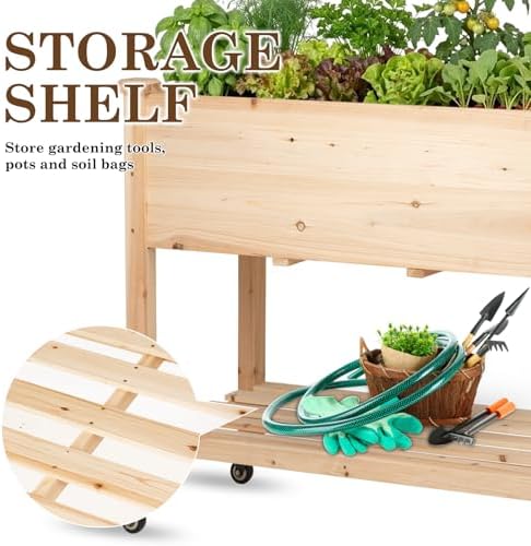 raised garden bed with lockable wheels, 32x16x32 inch, package contents
