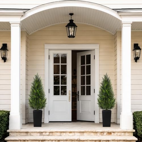 vivatrees 5ft artificial cedar topiary trees 2 pack, close-up detail