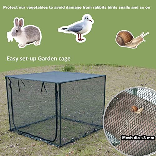 square 4'x4' netting cover 3.3ft tall crop cage showing dimensions