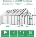 28x10x10 ft large greenhouse for outdoor with transparent, front angle view