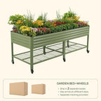 rolling elevated raised garden beds, 3' x 8', close-up detail