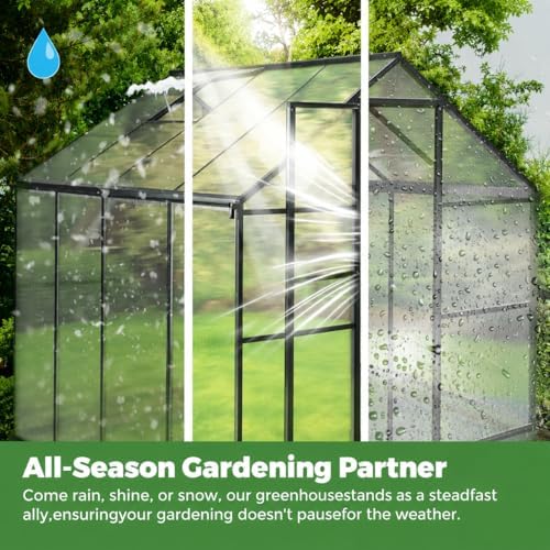 8x12ft greenhouse kit with roof vent, dark gray, view 9