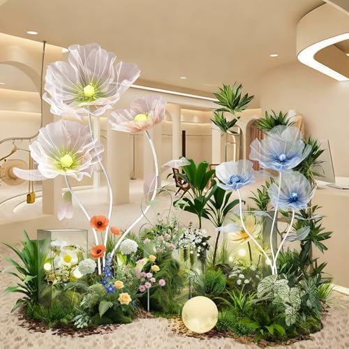 giant flowers 3-piece set|67-inch tall tulle poppy decorations, package contents