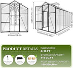 7.2ft high 6*10.2ft greenhouse for outdoors,polycarbonate greenhouse with on a desk or shelf