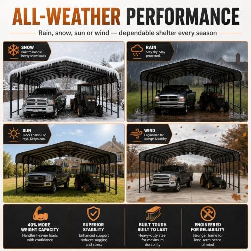 20x40 ft heavy duty metal carport with reinforced, package contents