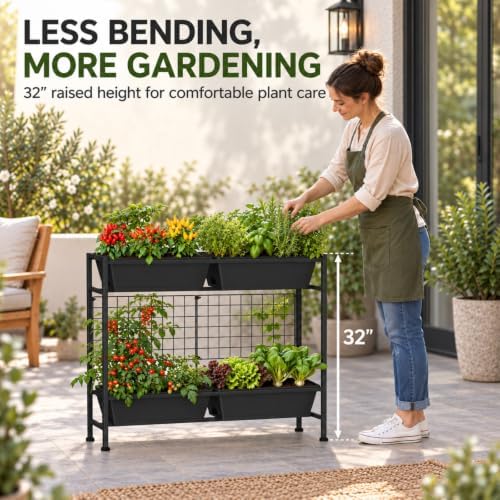oyeal raised garden bed 32" tall elevated planter, close-up detail