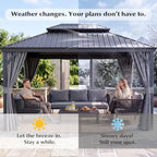 domi 10'x14' gazebo, hardtop gazebo for patio with, side view