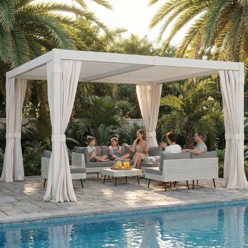 10x12ft aluminum outdoor louvered pergola with screens &, main product view