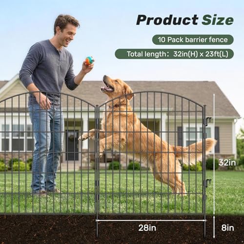 3-layer garden fence with gate 10 panel 32in shown in use