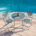 alpine corporation indoor/outdoor 3-piece peacock feather rustic metal shown in use