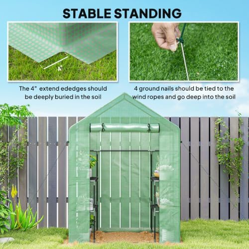 outsunny 5' x 2.5' x 6.5' mini walk-in showing dimensions