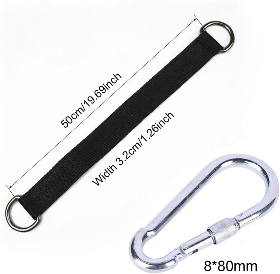 2 Pack Tree Swing Straps Hanging Kit 50cm 400lbs Heavy Duty Belt with Safer Lock Snap Hook Clip Carabiner Connector for Hammock Punching Bag Swings Chair Seat Gym Bar Handle Cable Outdoor
