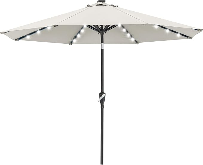ABCCANOPY Durable Solar Led Patio Umbrellas with 32LED Lights 11FT (Light Beige)