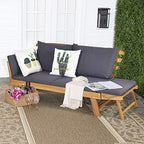 tangkula convertible acacia wood patio sofa bed with shown in use