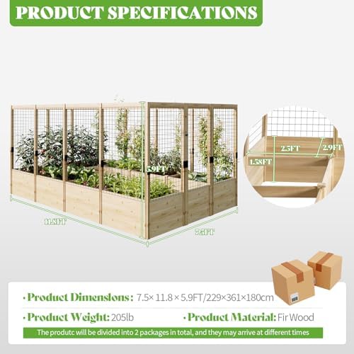 papajet 9 grids raised garden bed, u-shape wooden on a desk or shelf