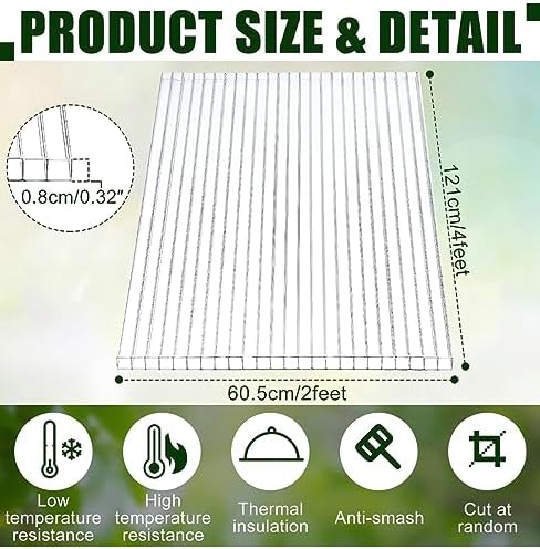 two pieces 8mm twin wall polycarbonate greenhouse panels, close-up detail