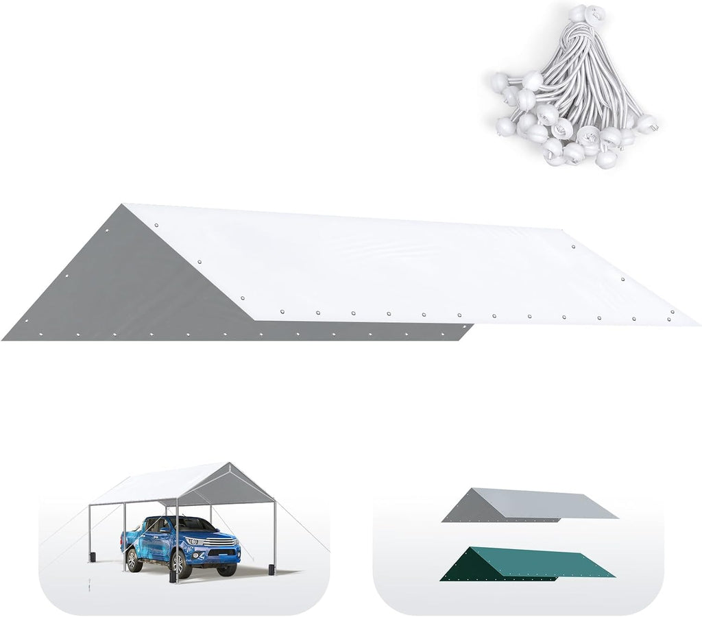 quictent 10x20 ft carport replacement tarp canopy top, main product view