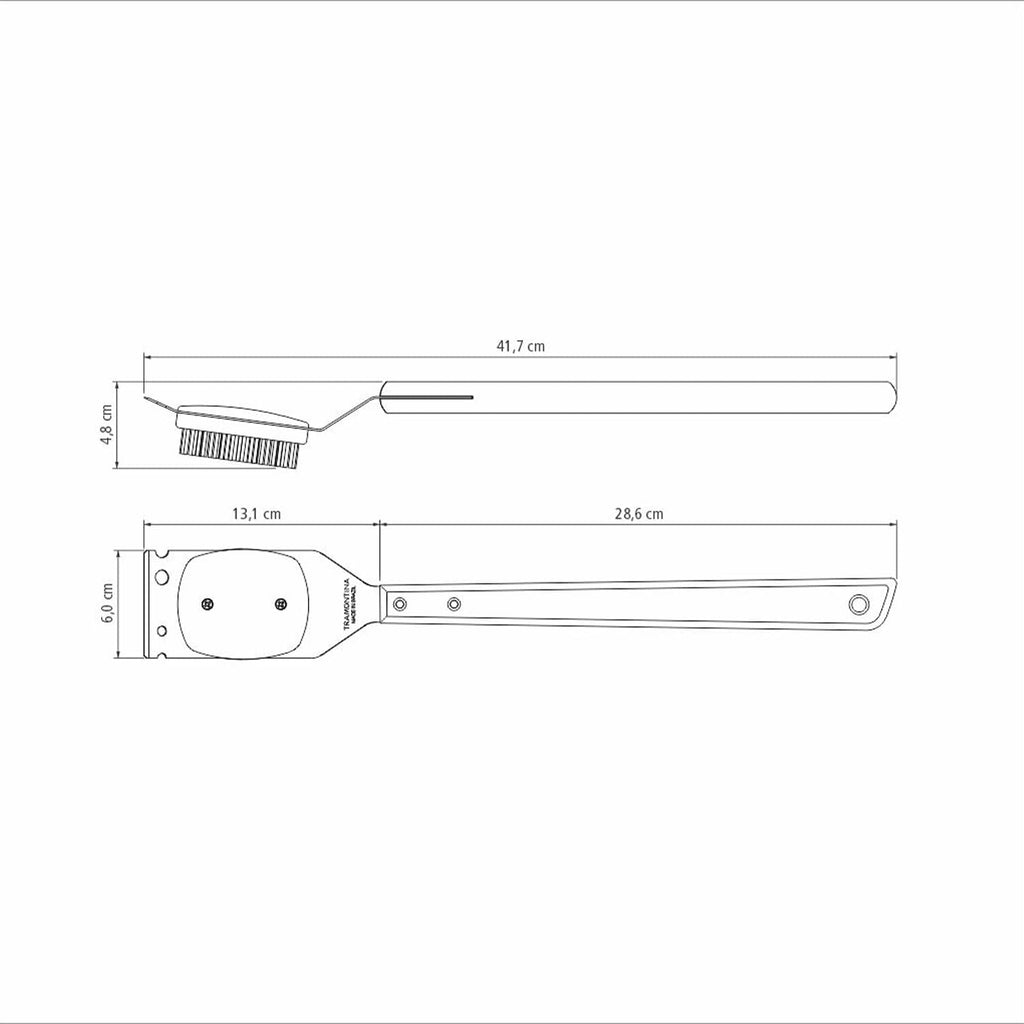 Tramontina 26445/100 Wooden Handle Grill Brush, Dynamic, 16.5 inches (42 cm), Natural Wood, BBQ, Cleaning, Chrasco Tool, Made in Brazil