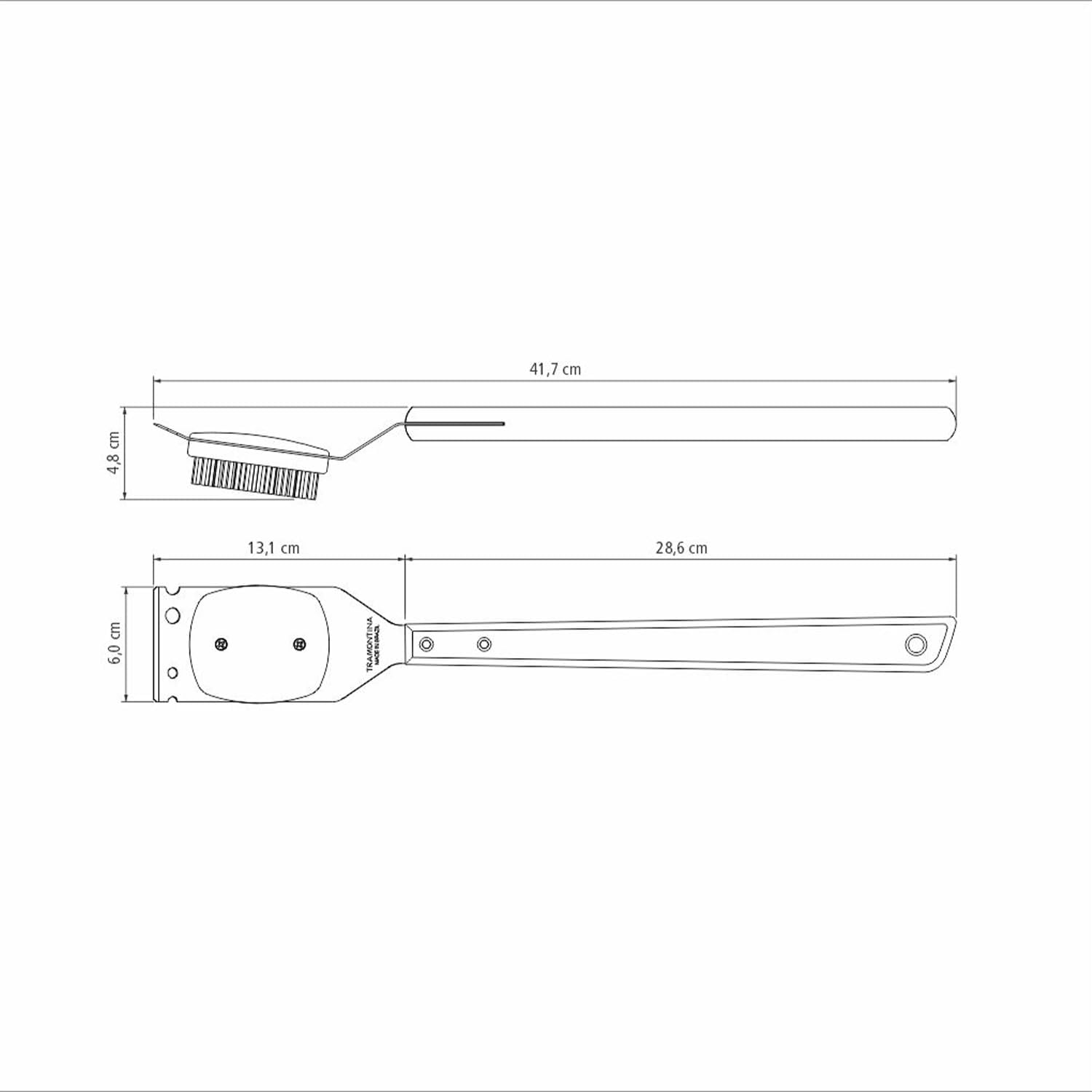 Tramontina 26445/100 Wooden Handle Grill Brush, Dynamic, 16.5 inches (42 cm), Natural Wood, BBQ, Cleaning, Chrasco Tool, Made in Brazil