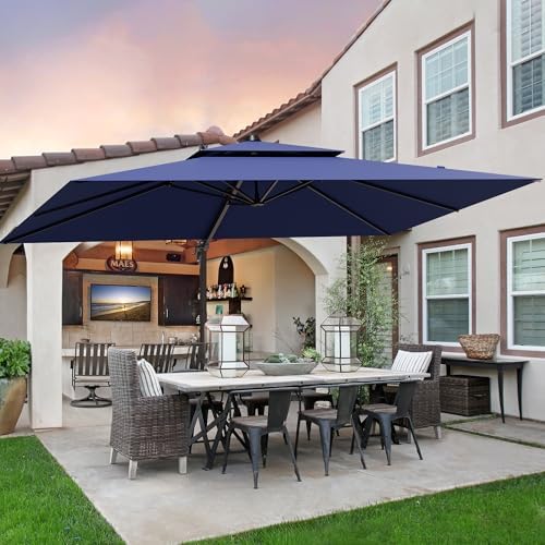 9x12ft navy blue cantilever outdoor patio umbrella with, close-up detail