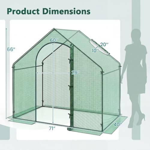 happygrill walk-in greenhouse, portable outdoor green house with, front angle view