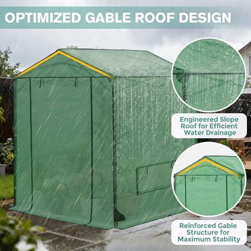 coos bay 6x6 pop up greenhouse outdoor, walk, side view