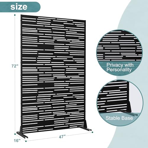 metal privacy screen outdoor, black shine shown in use