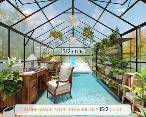 howe 10x18x8.4 ft polycarbonate greenhouse with 4 vent, close-up detail
