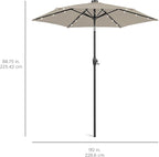 Best Choice Products 7.5ft Outdoor Solar Market Table Patio Umbrella for Deck, Pool w/Tilt, Crank, LED Lights - Beige