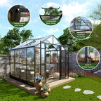 howe 8x8x7.5 ft polycarbonate greenhouse with lockable swing showing dimensions