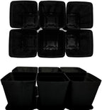 OJYUDD 24 Pack 3 Inch Black Nursery Pot Flower Pots Square Plastic Plant Pot Plastic Starter Pots with Saucer Basket Indoor Outdoor for Your Room,Garden Office and Balcony Decor