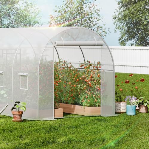 vevor walk-in tunnel greenhouse, 14.6x6.4x6.3 ft hoop house, front angle view
