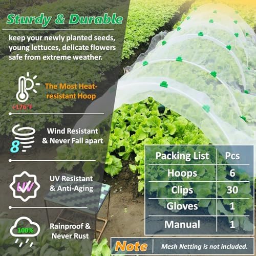 greenhouse hoops for 2-4ft wide raised beds, 6.56ft, close-up detail