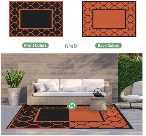 genimo outdoor rug, waterproof plastic rugs for patio, side view