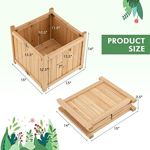 costway planter garden bed, folding planter box, 15", front angle view