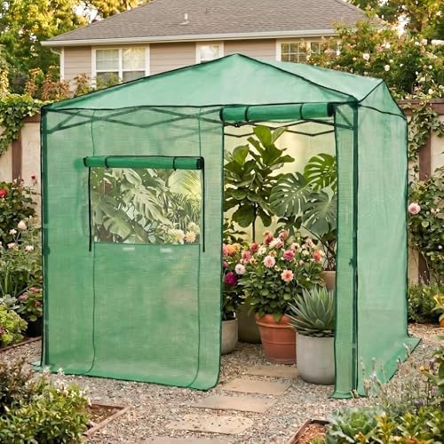 eagle peak 6x8 easy setup pop up greenhouse showing dimensions