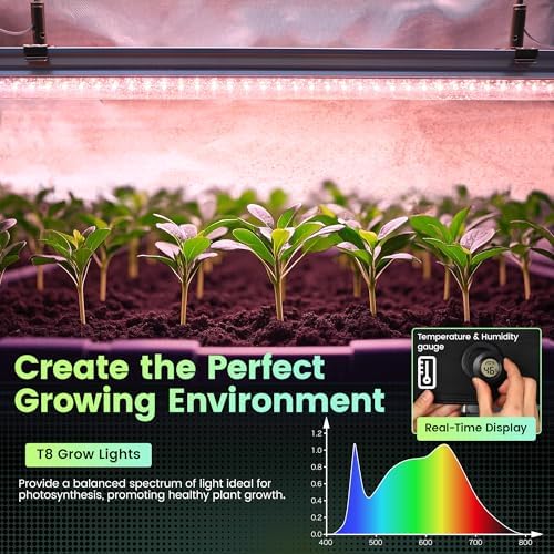 worth mini greenhouse with 18w t8 grow lights, close-up detail