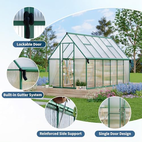 8'x14' aluminum-framed polycarbonate greenhouse, heavy duty polycarbonate greenhouse, package contents