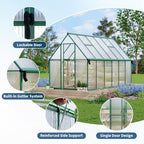 8'x14' aluminum-framed polycarbonate greenhouse, heavy duty polycarbonate greenhouse, package contents