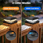4x4 Solar Post Cap Lights Outdoor 16 Pack, Waterproof Solar Fence Light for Wooden/Vinyl Post, 2 Color Outside Deck Patio Porch Decor, Black