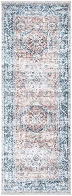 Bloom Rugs Caria Washable Non-Slip 7 ft Runner - Coral Traditional Runner for Entryway, Hallway, Bathroom, and Kitchen - Exact Size: 2'6" x 7'