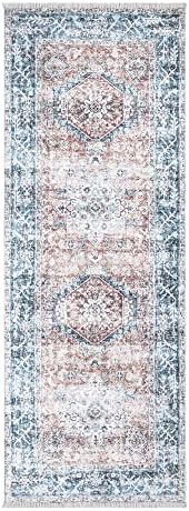 Bloom Rugs Caria Washable Non-Slip 7 ft Runner - Coral Traditional Runner for Entryway, Hallway, Bathroom, and Kitchen - Exact Size: 2'6" x 7'