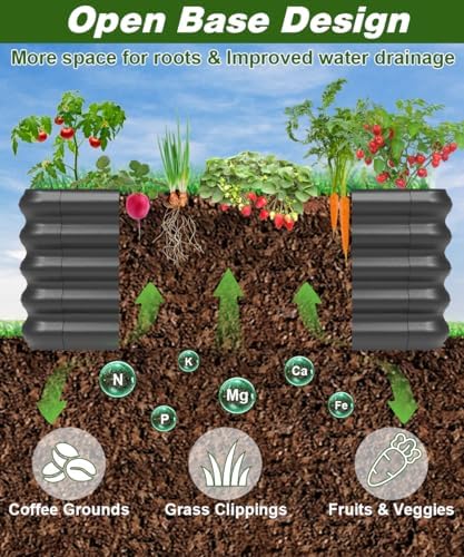 4.3x3x1ft raised garden bed kit for outdoors, rustproof showing dimensions